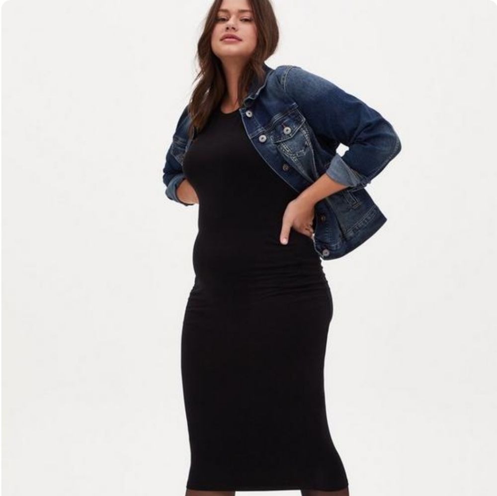 Black Jersey Midi Bodycon Dress 2X Black Torrid